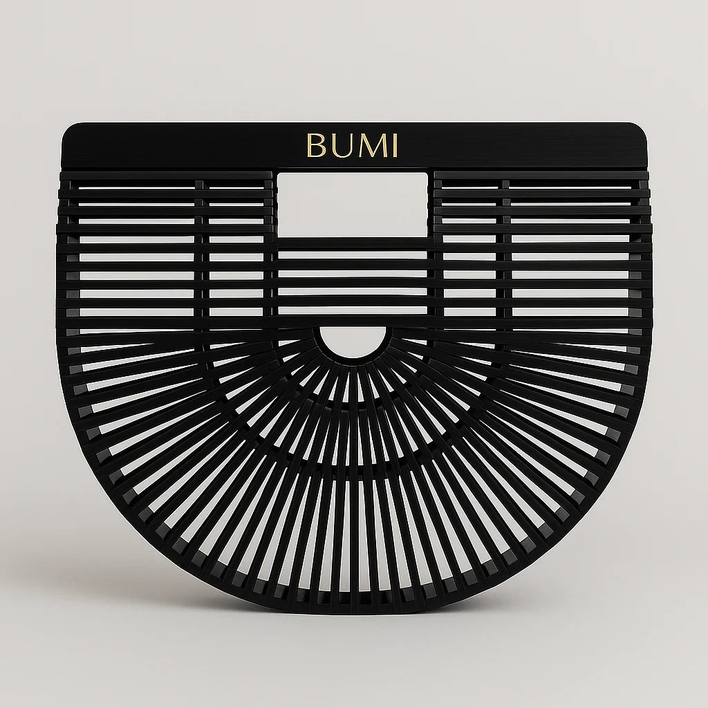 BUMI Bag Small – Handgefertigte Bambustasche (Natur/Schwarz)