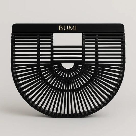 BUMI Bag Large – Handgefertigte Bambustasche (Schwarz)