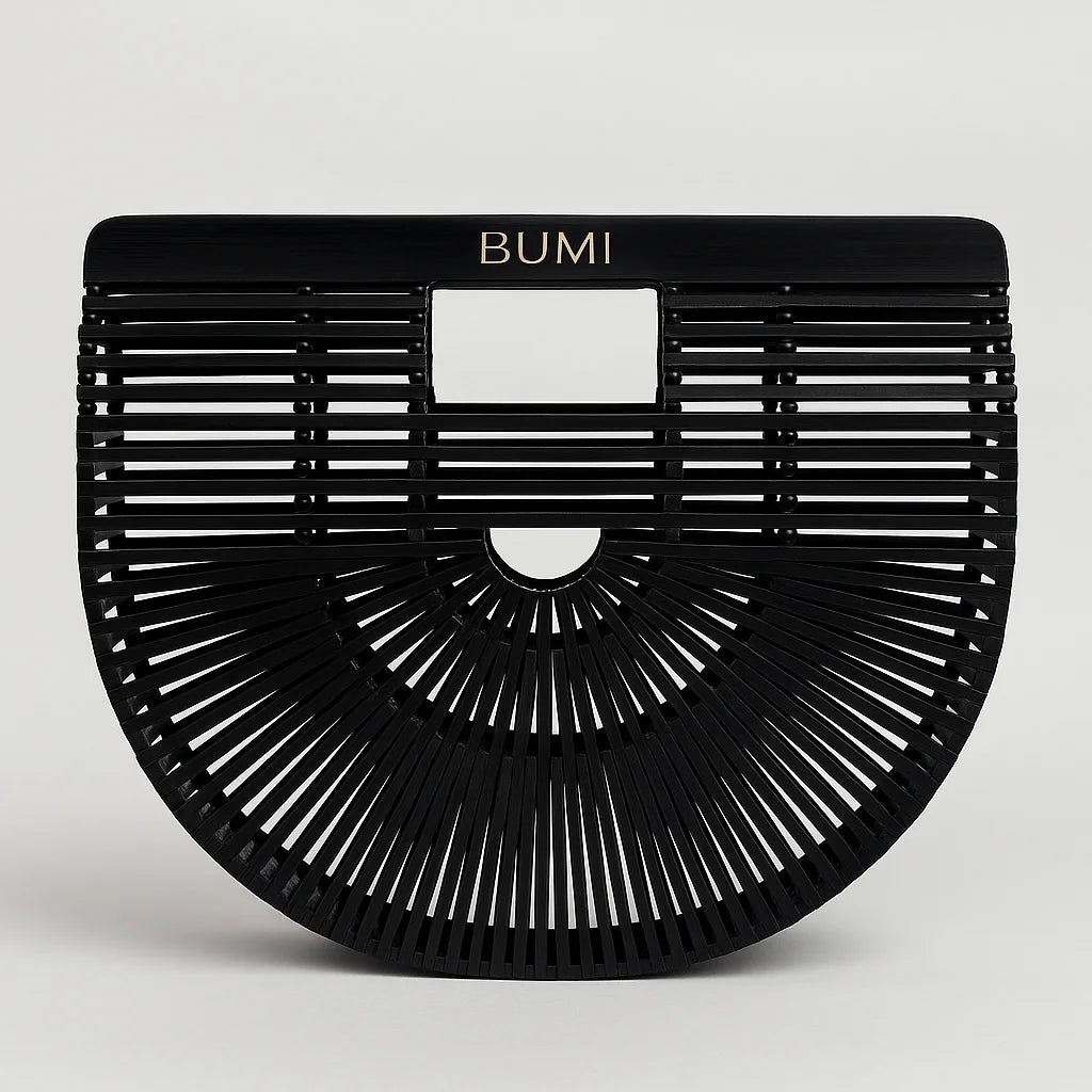 BUMI Bag Large – Handgefertigte Bambustasche (Schwarz)