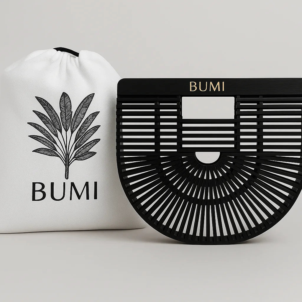BUMI Bag Large – Handgefertigte Bambustasche (Schwarz)