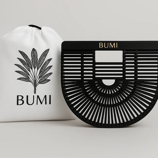BUMI Bag Large – Handgefertigte Bambustasche (Schwarz)